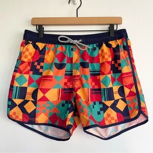 Maamgic Men’s Swim Trunks Colorful Drawstring 4.5in Inseam Mesh Lined Size M